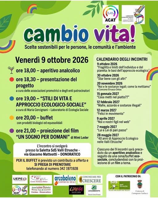 Locandina di Cambio vita! Scelte sostenibili per le persone, le comunità e l'ambiente