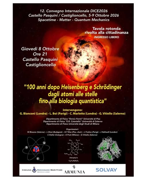 Locandina di 100 anni dopo Heisenberg e Schrödinger: dagli atomi alle stelle fino alla biologia quantistica